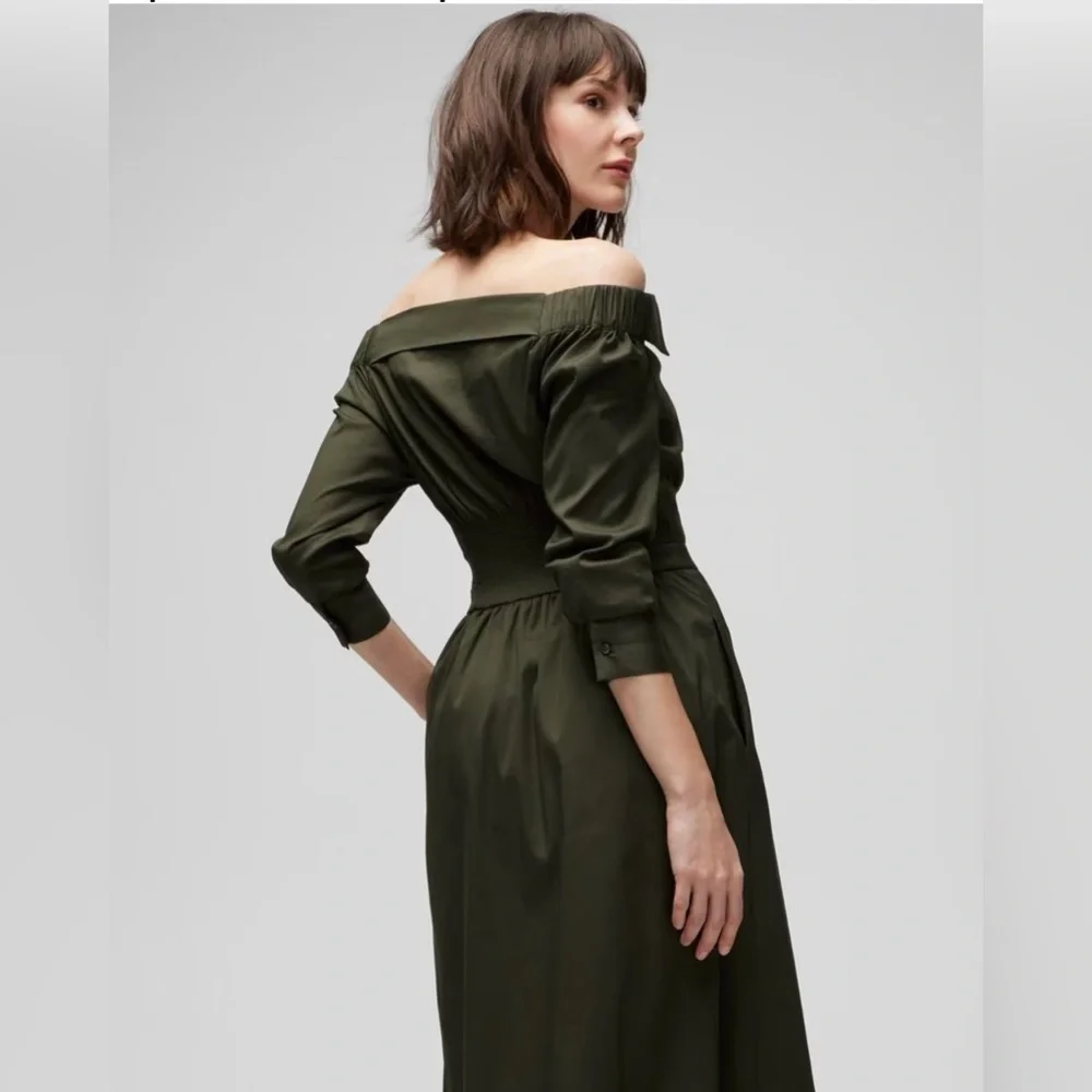 WHBM Open Neck Poplin Midi Dress size 4 - Picture 3 of 8